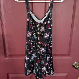 No Boundaries Black Floral Button-Front Romper